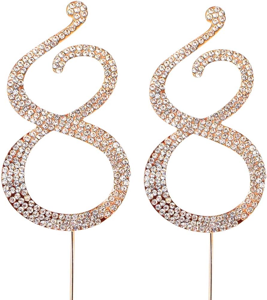 MAGJUCHE Gold 88" Crystal Cake Topper, Number 88 Rhinestones 88th Birthday Cake Topper, Men or Women Birthday or 88th Anniversary Party Decoration Supply