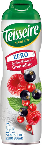 Teisseire Zero Sugar Grenadine Syrup, Refreshing Fruit Concentrate for Drinks, 0 Calories