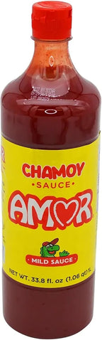 Amor Chamoy Sauce 33 oz – Sweet, Spicy & Tangy Mexican Fruit Sauce for Snacks & Treats – Pack of 12