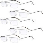Eyekepper 5-Pack Stainless Steel Frame Half-eye Style Reading Glasses Readers Silver +1.0