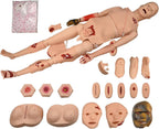 Trauma Patient Care Manikin Model, PVC Patient Wound Care Simulator with Wound Modules Advanced Anatomical, Full Body Life Size Burn Human Model for Nursing Medical Training Teaching Male Female