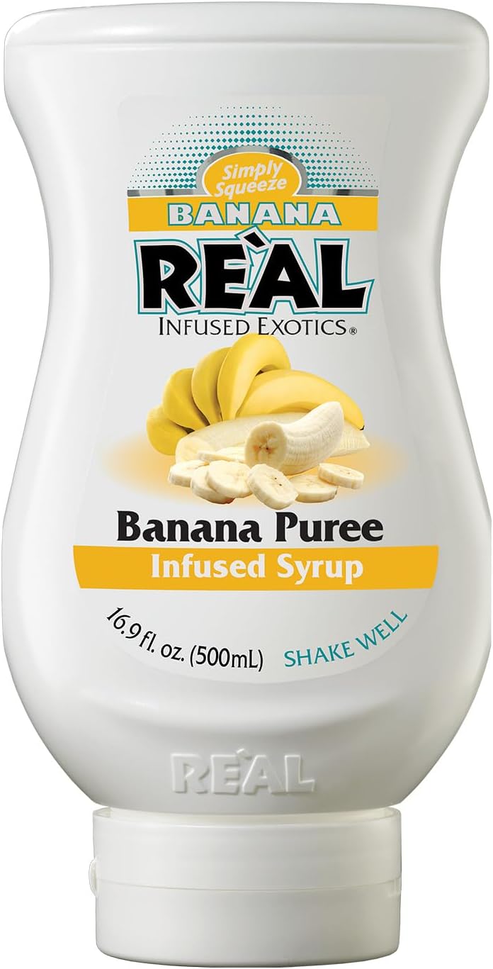 Banana Reàl, Banana Puree Infused Syrup, 16.9 FL OZ Squeezable Bottle (Pack of 1)