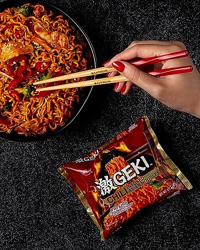 Nissin Geki Chili Infused Asian Noodles, Fiery Hot Chicken Flavor, 3.17 Ounce (Pack of 12)