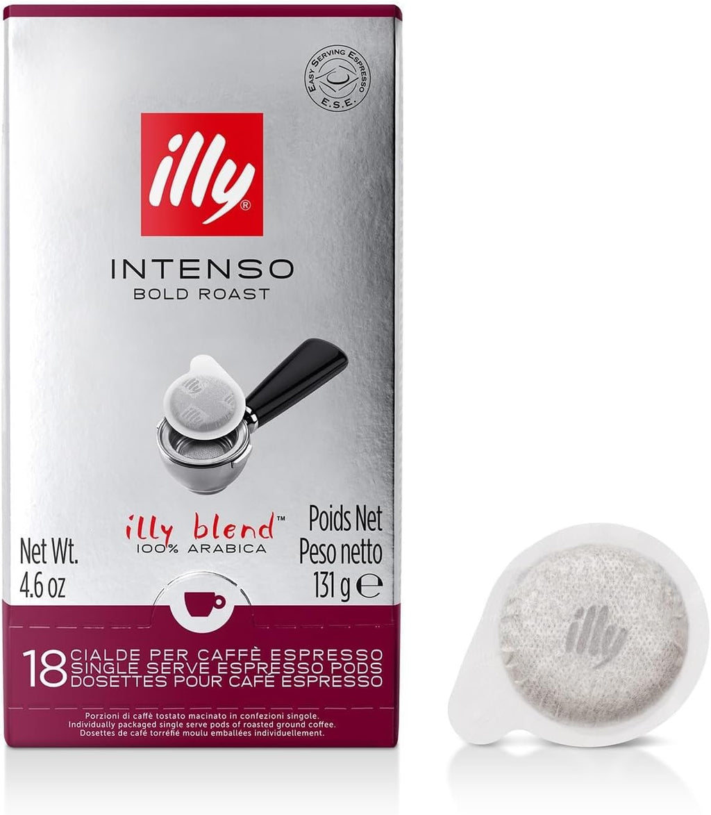 illy E.S.E. Coffee - Single-Serve Capsules & Pods - Intenso Dark Roast - Notes Of Cocoa & Dried Fruit - For E.S.E Machines - Extraordinary Aroma & Body – 18 Count