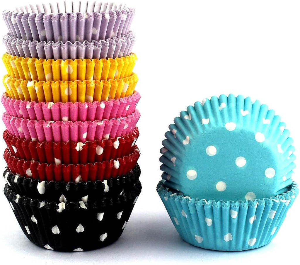 Eoonfirst Rainbow Mini Polka Dots Cupcake Liners 300 Pcs, No Smell, Food Grade & Grease-Proof Baking Cups Paper