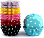 Eoonfirst Rainbow Mini Polka Dots Cupcake Liners 300 Pcs, No Smell, Food Grade & Grease-Proof Baking Cups Paper