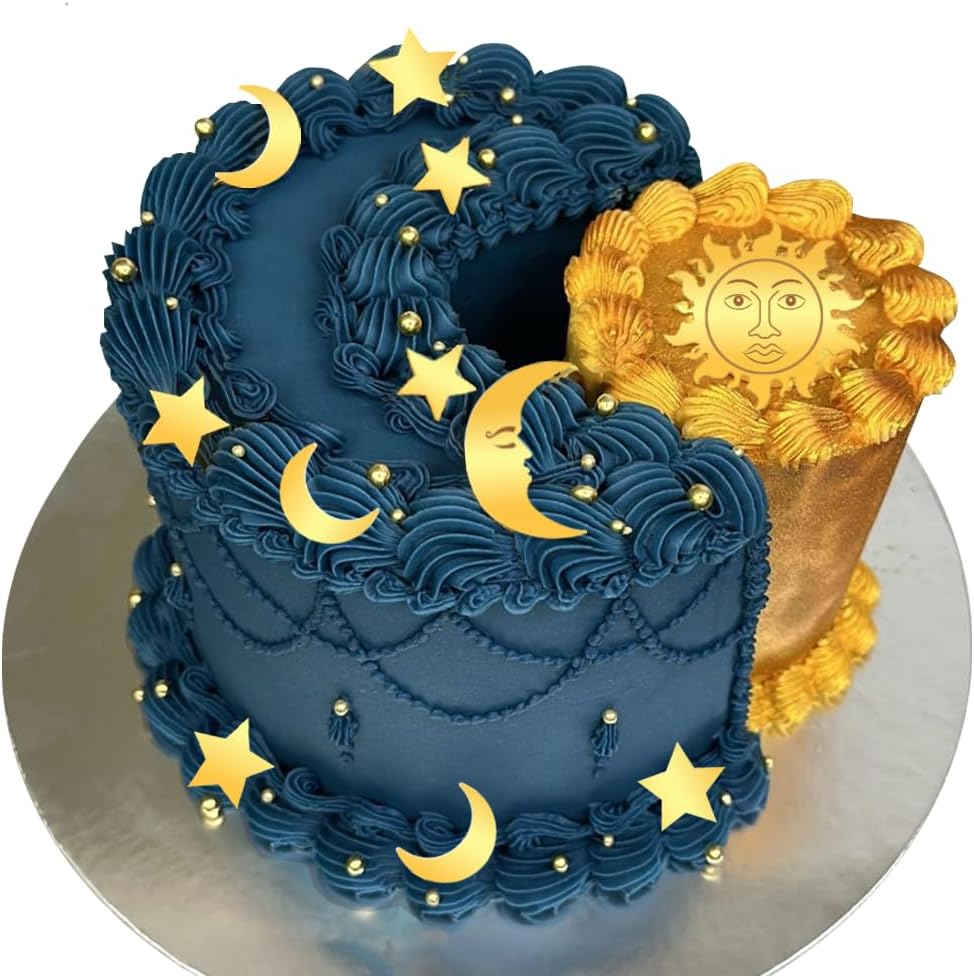 Sun and Moon Cake Topper with Acrylic Sun Moon Stars for Birthday