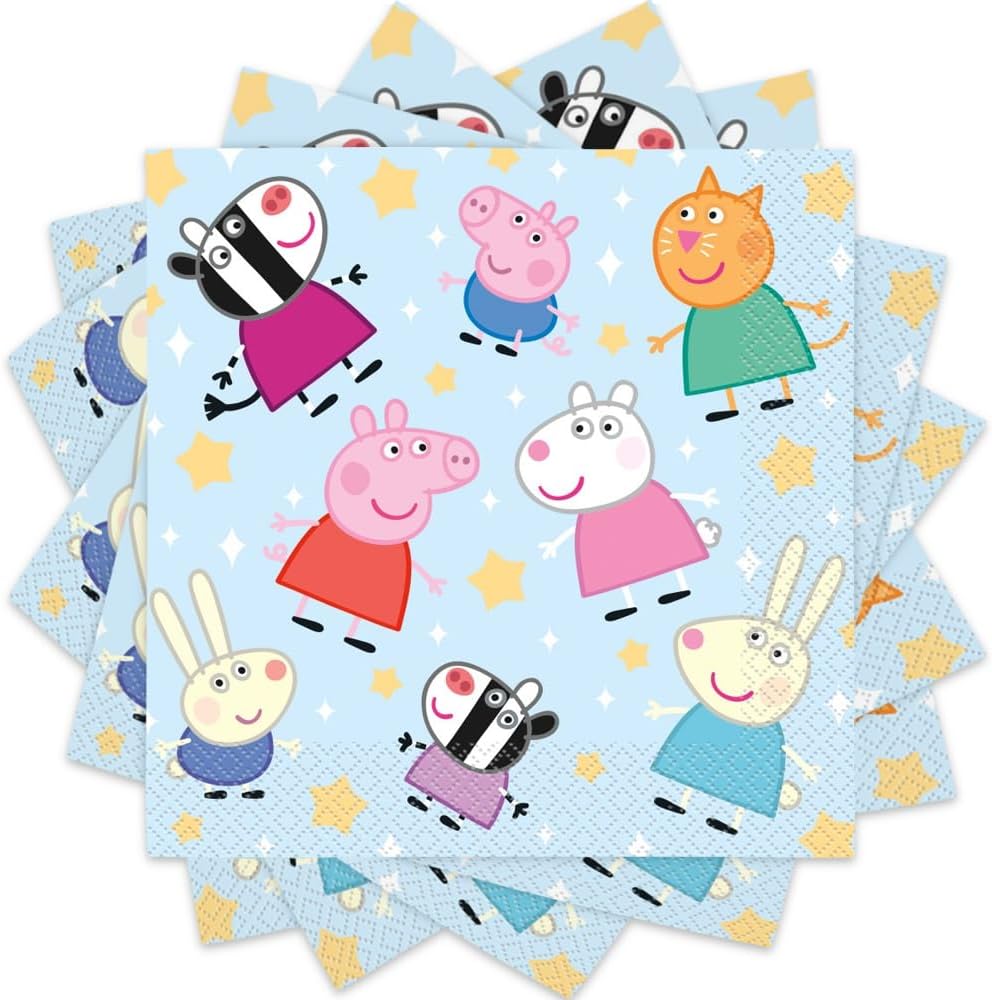 Unique Blue Peppa Pig Luncheon Napkins (Pack Of 16) | Adorable Party Decor, Perfect for Kids Parties & Fun Events
