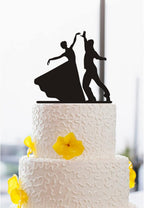 Ballroom Dancing Cake Topper Silhouette Wedding Cake Topper Acrylic Bride And Groom Cake Topper Funny Wedding Toppers Cake Decoration