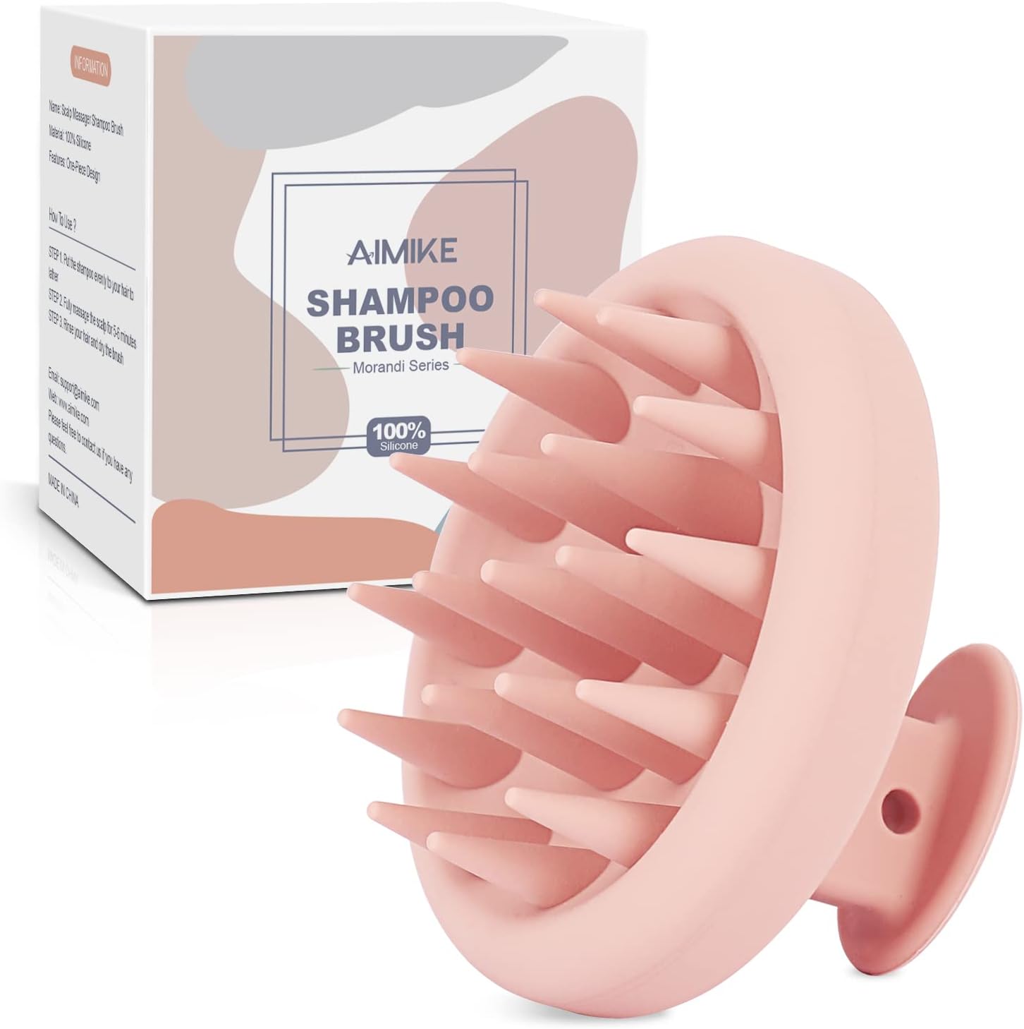 AIMIKE Scalp Massager Shampoo Brush, Soft Silicone Hair Scrubber for Washing Hair, Dandruff Removal & Scalp Scrubber Hair Growth Stimulator, Scalp Brush/Exfoliator Brush On Dry & Wet Scalp - Pink