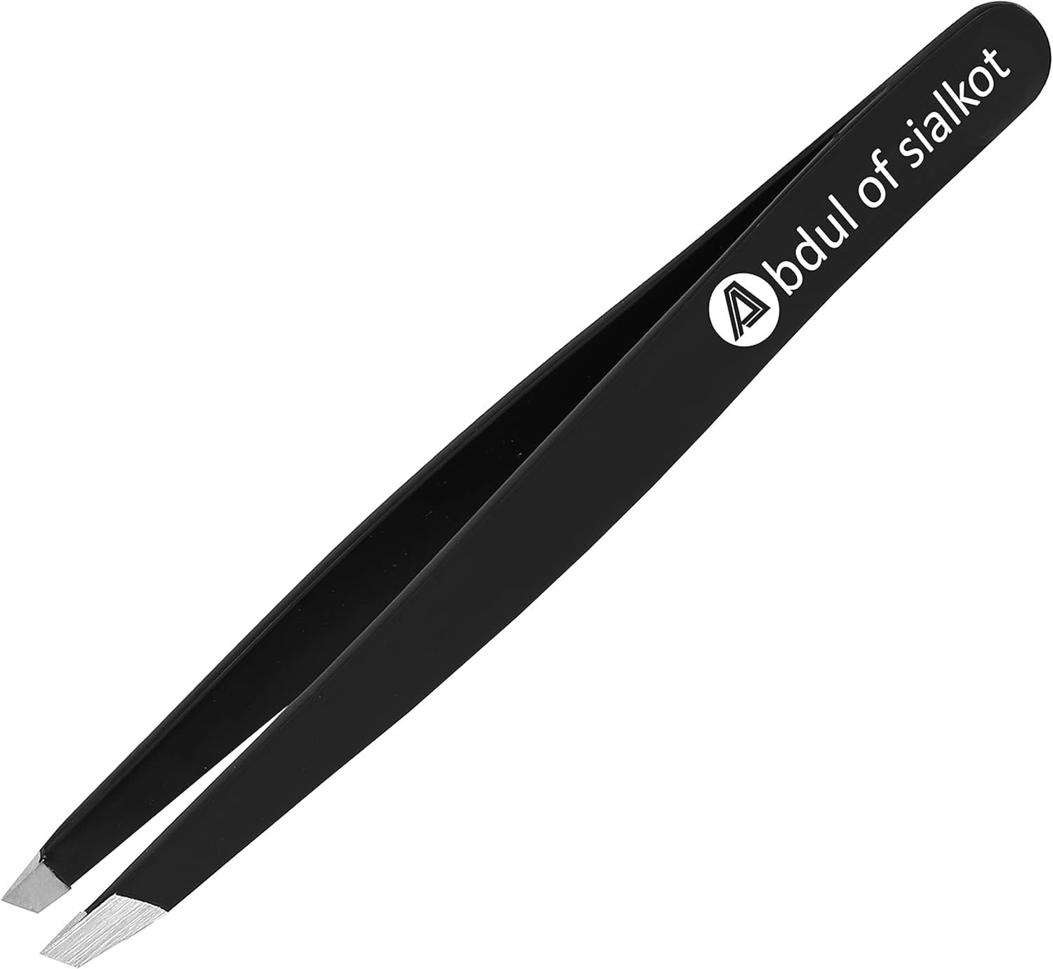 Tweezers for Eyebrows -Slant Tip Professional Stainless Steel Eyebrow Tweezers for Women & Men - Great Precision on Brow, Facial Hair & Ingrown Hair Pack of 1 (Black)