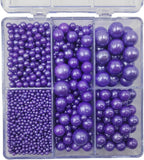 Purple Pearl Sprinkles for Cake Decorating, 4 Sizes Mix Size Sugar Pearls for Cupcake Topper, Ice Cream, Donuts, Baking Decoratings (2mm, 4mm, 7mm, 10mm)