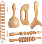 10-in-1 Wood Therapy Massage Tools Gua Sha Wooden Massager for Body Shaping Massage Tool Set Wood Therapy Tools for Relieving Muscle Pain Body Lymphatic Drainage Massager Anti-Cellulite
