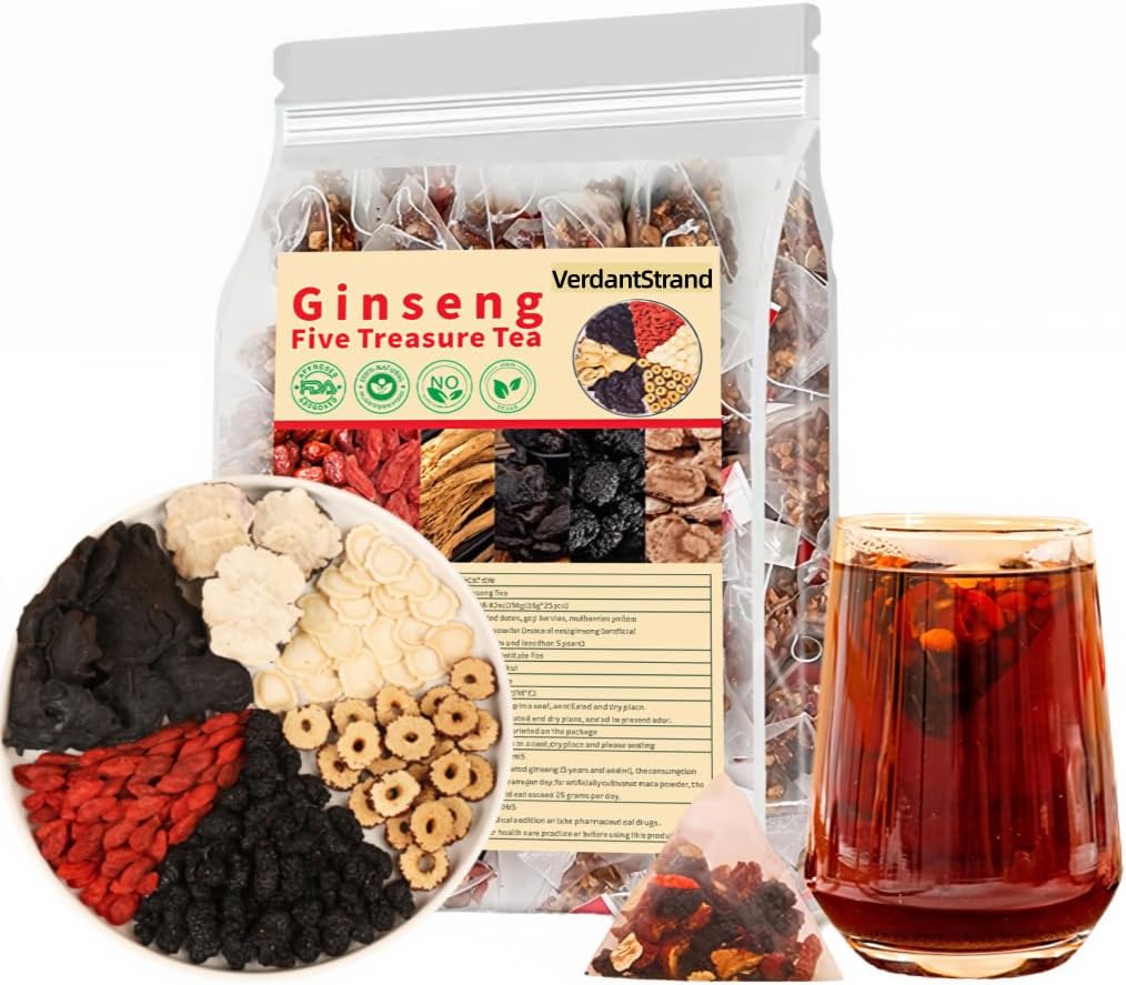 Kidney Tea Formula Ginseng Six Treasure Tea,Natural Chinese Herbal Kidney Cleanse Detox Teabag for Men and Women,(1 Pack/25 Bags)