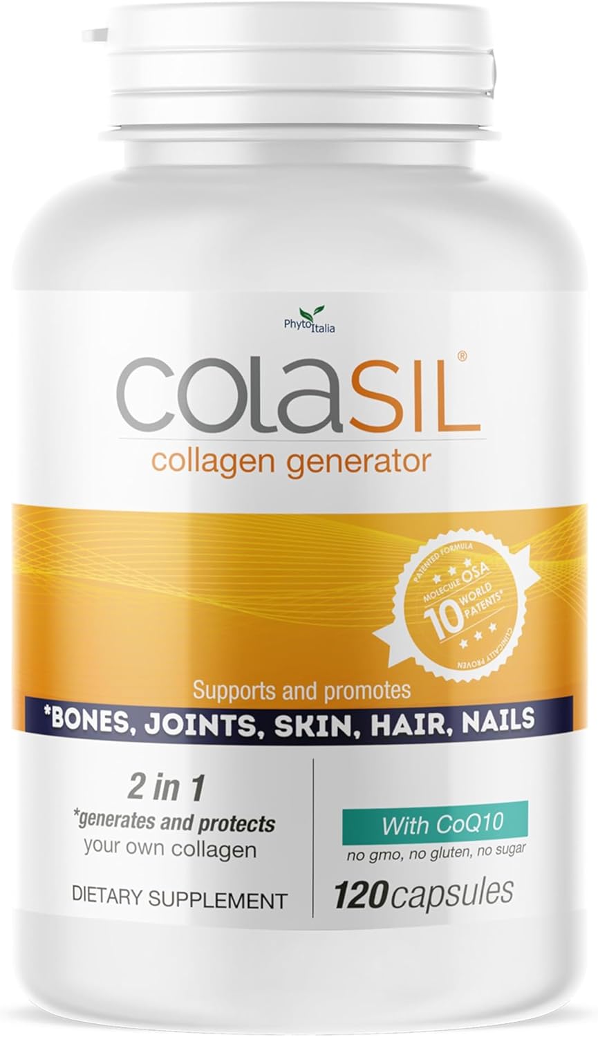 Colasil Collagen Booster Capsules – Organic Silica (OSA) + Hydrolyzed Collagen Generator for Hair, Skin, Nails, Bones & Joints – High Absorption, Non-GMO, Allergen-Free, 120 Capsules (60-Day Supply)