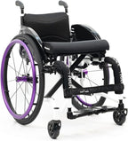 Drive Lightweight Sports Wheelchair with Handbrakes(24Lbs),Adult Manual Wheelchair Ultra-Light Aluminum Alloy Wheelchair All-Terrain Sports Wheelchair (Seat Width 42cm,Purple 2)