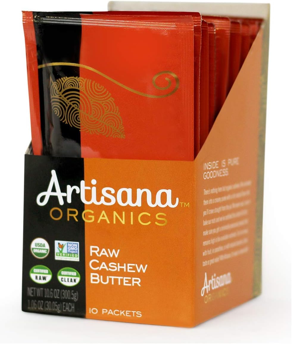 Artisana Organics Raw Cashew Butter Snack Pouches - No Sugar Added, Vegan and Paleo Friendly, Non GMO, 1.06oz Pouches (10 Pack)