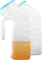 Male Urinal with Glow in The Dark Lid (2 Bottles) 32 Oz Urine Bottles for Men - Pee Bottles for Hospitals, Emergency and Travel