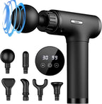 Gvber Massage Gun, Massage Gun Deep Tissue, Handheld Back Massager for Athletes, Percussion Muscle Massager with 6 Attachments & 30 Speed (Black)