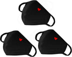 comfso Fashion Cute Heart Face Protection with Adjustable Nose Bridge - Gifts for Women, Unisex Cotton Cloth Heart Masks, Washable Reusable Warm for Outdoor Activities, Valentines Day