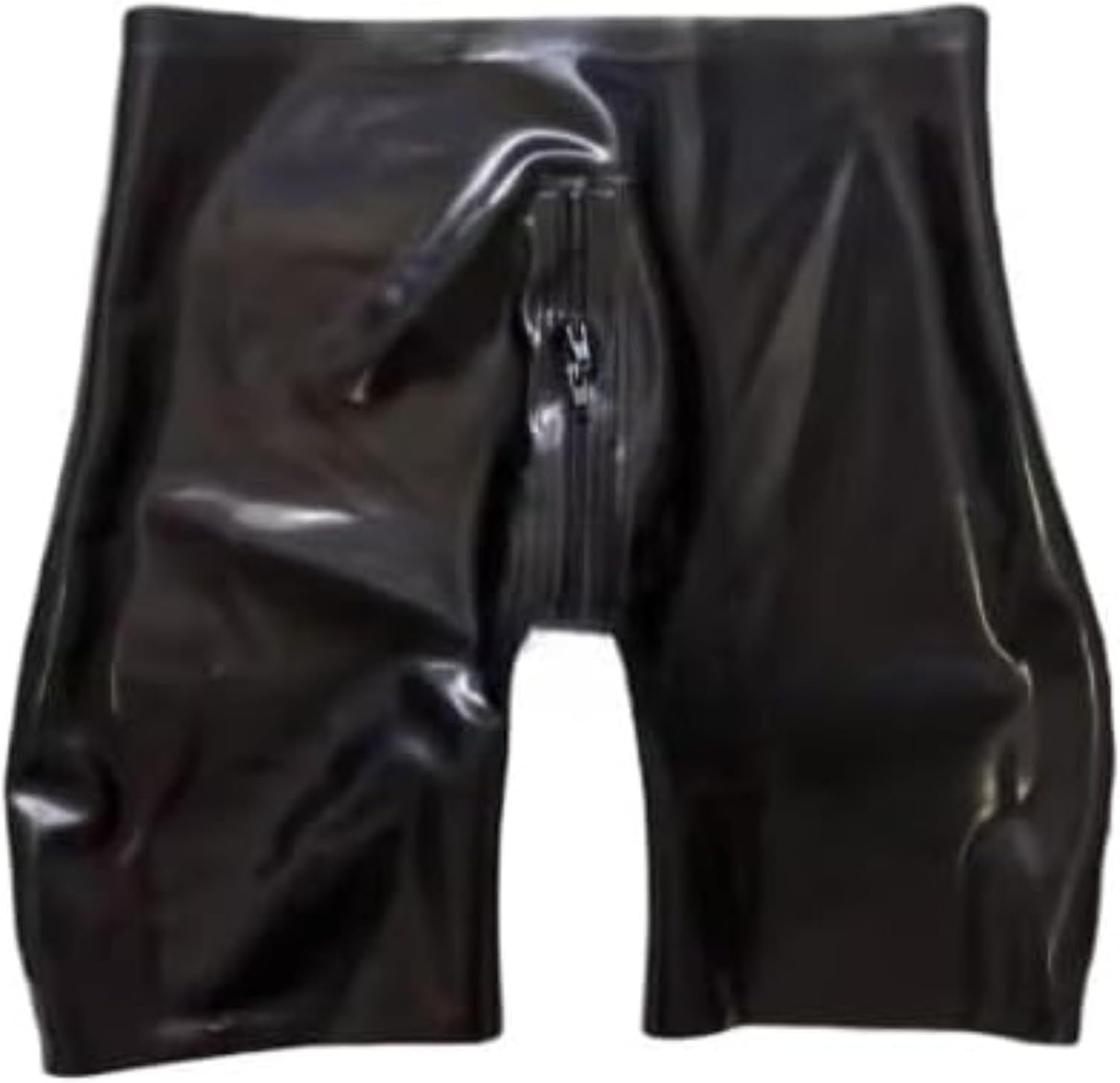 Men's Rubber Latex Shorts with 2 Way Crotch Zippers
