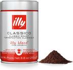illy Ground Coffee Moka - 100% Arabica Flavored Coffee Ground - Rich Aromatic Coffee Grounds Profile – Classico Medium Roast - Notes of Caramel, Orange Blossom & Jasmine - No Preservatives – 8.8 Ounce