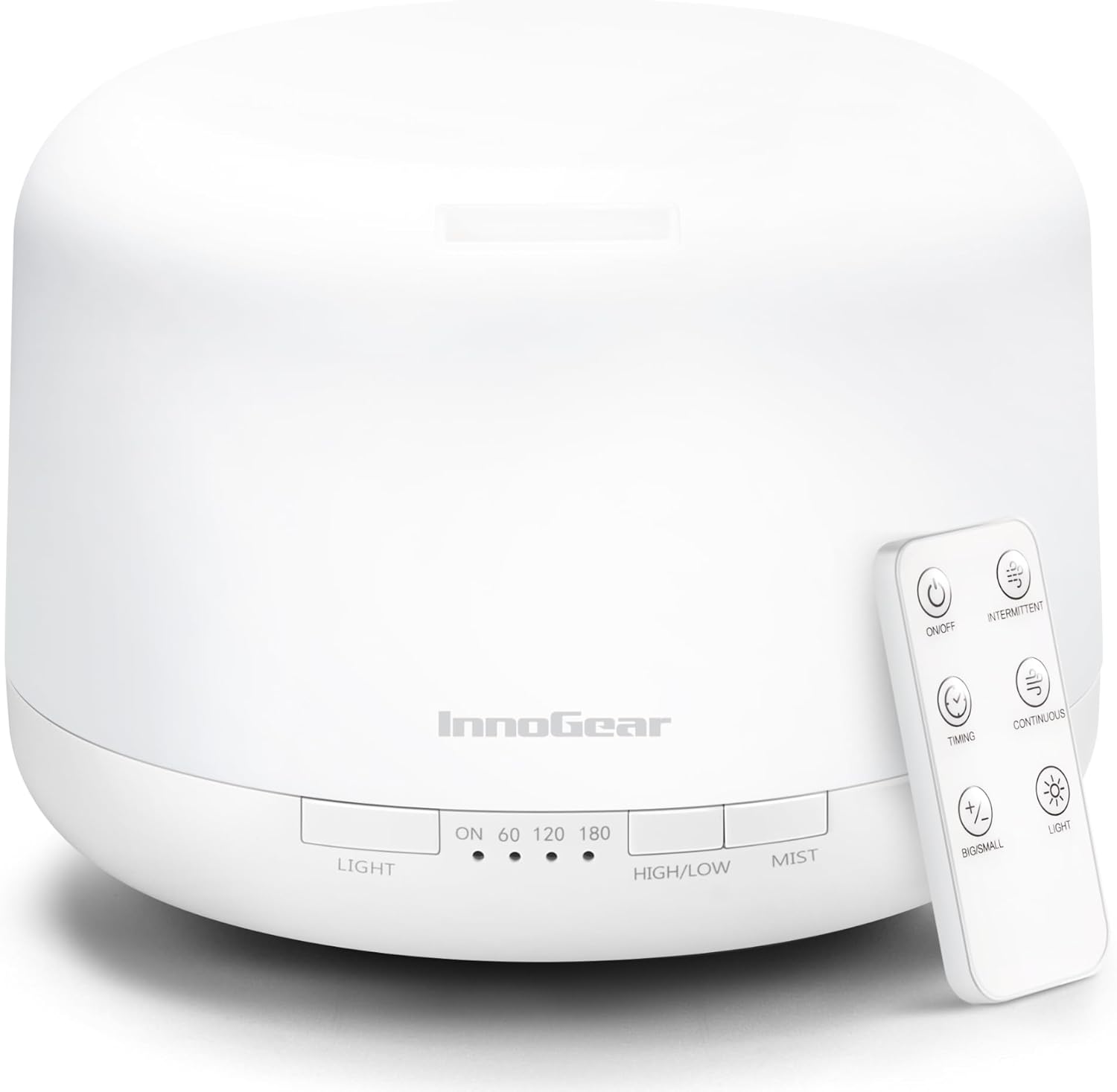 InnoGear 500ml Essential Oil Diffuser with Remote Control, Premium Ultrasonic Aromatherapy Diffusers Mother's Gift Scent Humidifier Vaporizer Auto-Off Timer for Large Room Home, Basic White