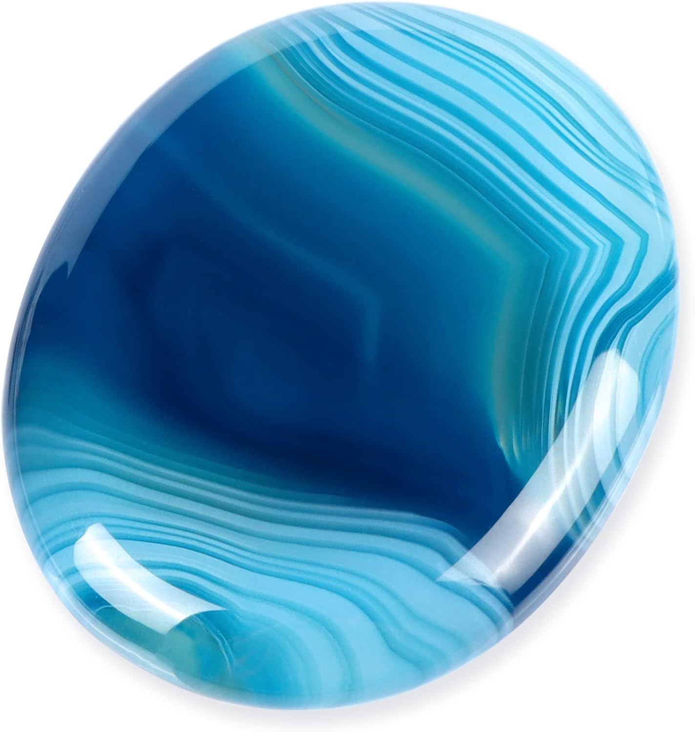 Artistone Blue Agate Crystal Thumb Worry Stones,Healing Crystal Polished Palm Pocket Chakra Gemstones for Anxiety,Stress,Reiki Gift 2.0"
