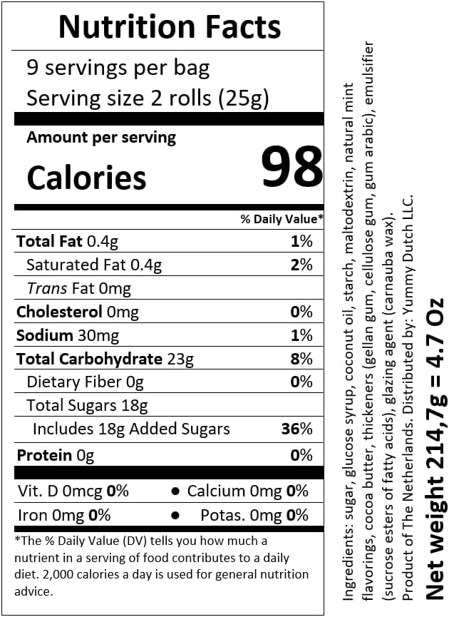 Mentos Mini Mint I Share Bag containing 18 Rolls of Mint flavored chewy Dragees I Total weight 214,7g 7.57 ounce