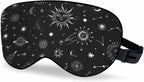 Starry Sky Sleep Eye Mask Black White Stars Comets Suns Moon Constellation Men Women Sleep Mask with Adjustable Strap Eye Cover Eye Shade for Travel, Nap,Meditation