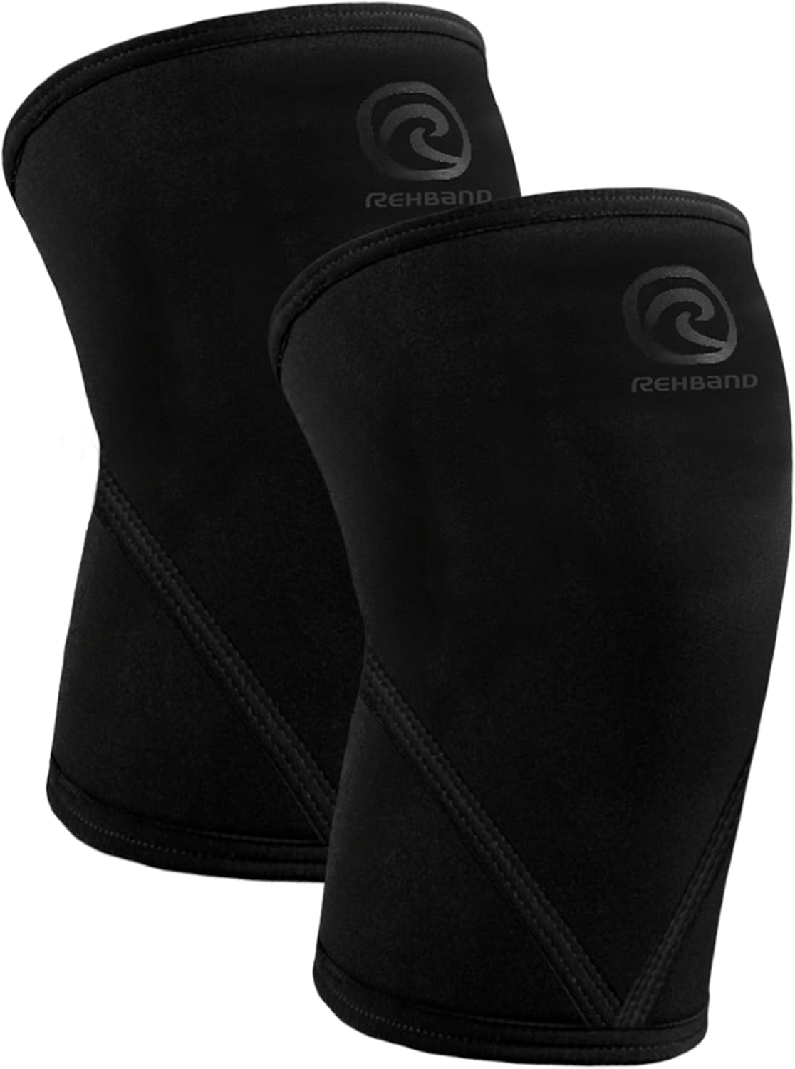 Rehband Classic 7mm V Knee Sleeve for Weightlifting, Competition Grade Powerlifting Knee Sleeve, Compression Sleeve for Crossfit, Squats, Gym & Heavy Lifts, Colour:Carbon/Black - 1 Pair, Size:Medium