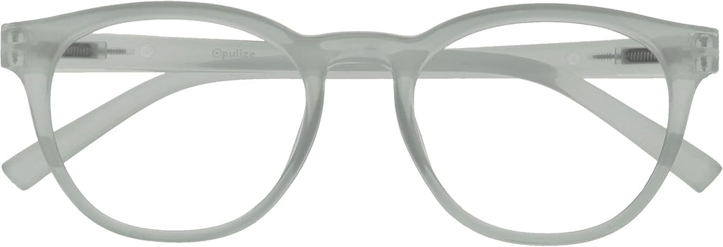 OPULIZE BLU Blue Light Blocking Reading Glasses for Women Men, Cool Round Frame with Anti-Glare Computer and Gaming Eyewear, UV and Eyestrain Protection, Ice +1.50 (Pack of 1)