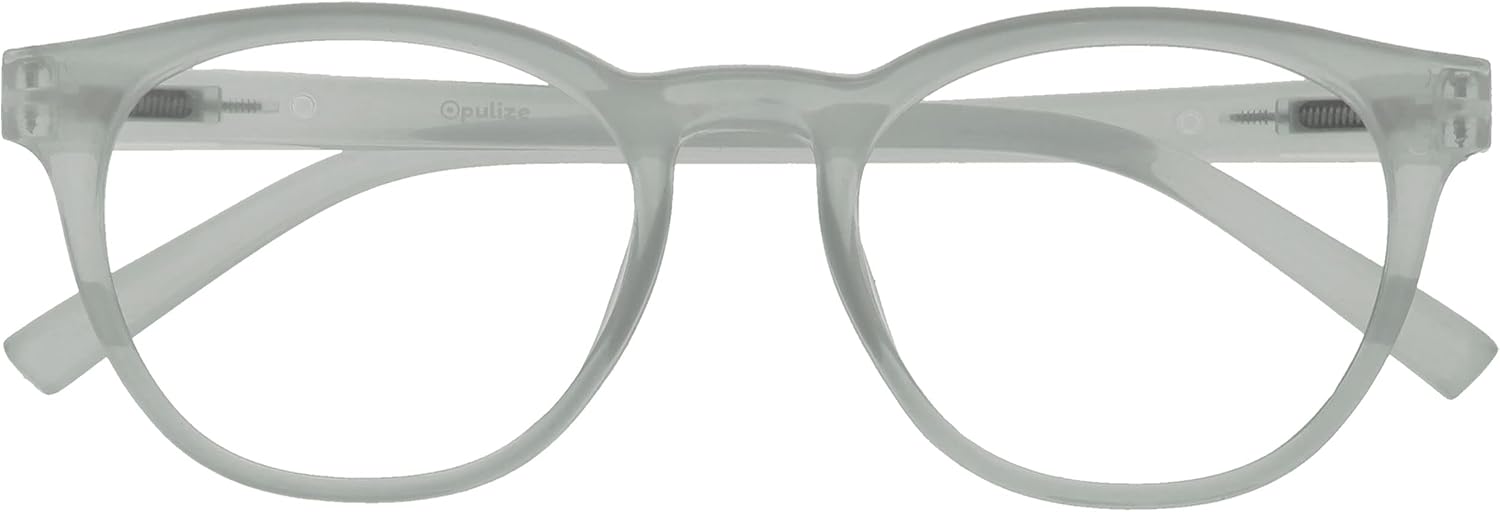 OPULIZE BLU Blue Light Blocking Glasses for Women Men, Cool Round Frame with UV and Eyestrain Protection, Anti-Glare Computer and Gaming Eyewear, Ice (Pack of 1)