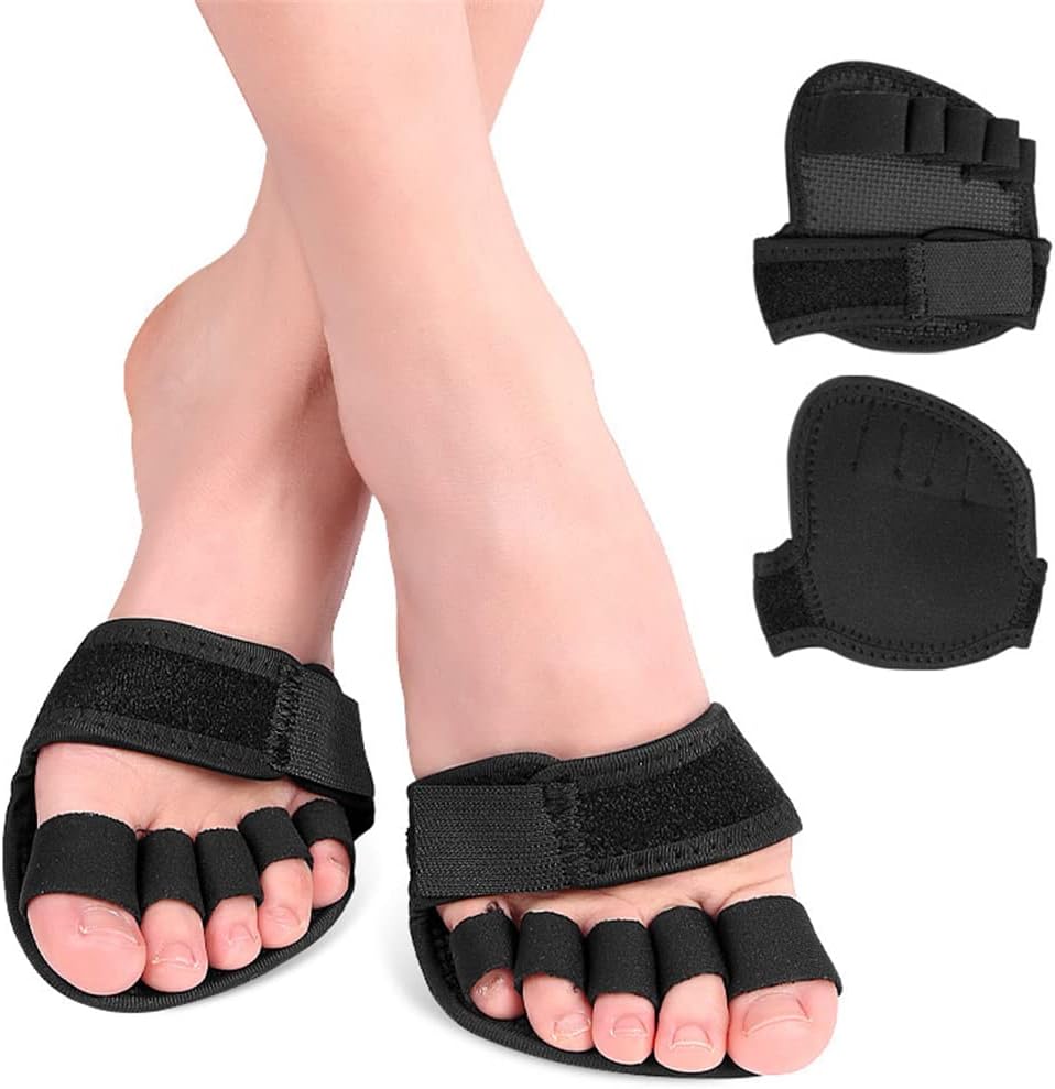 Metatarsal Foot Pads, 1 Pair Toe Straightener Splint Open Five-Toes Socks Forefoot Pads, Non-Slip Ball of Foot Cushions Toe Supports for Overlapping Toes Crooked Hammer Toes Hallux Valgus (L)
