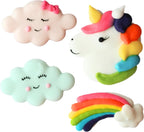 Edible Cake Decorations, Unicorns, Rainbows & Clouds, Kosher Royal Icing Decorations for Birthday Cakes, Cupcake Toppers and Cookies, by Global Sugar Art, 24 count
