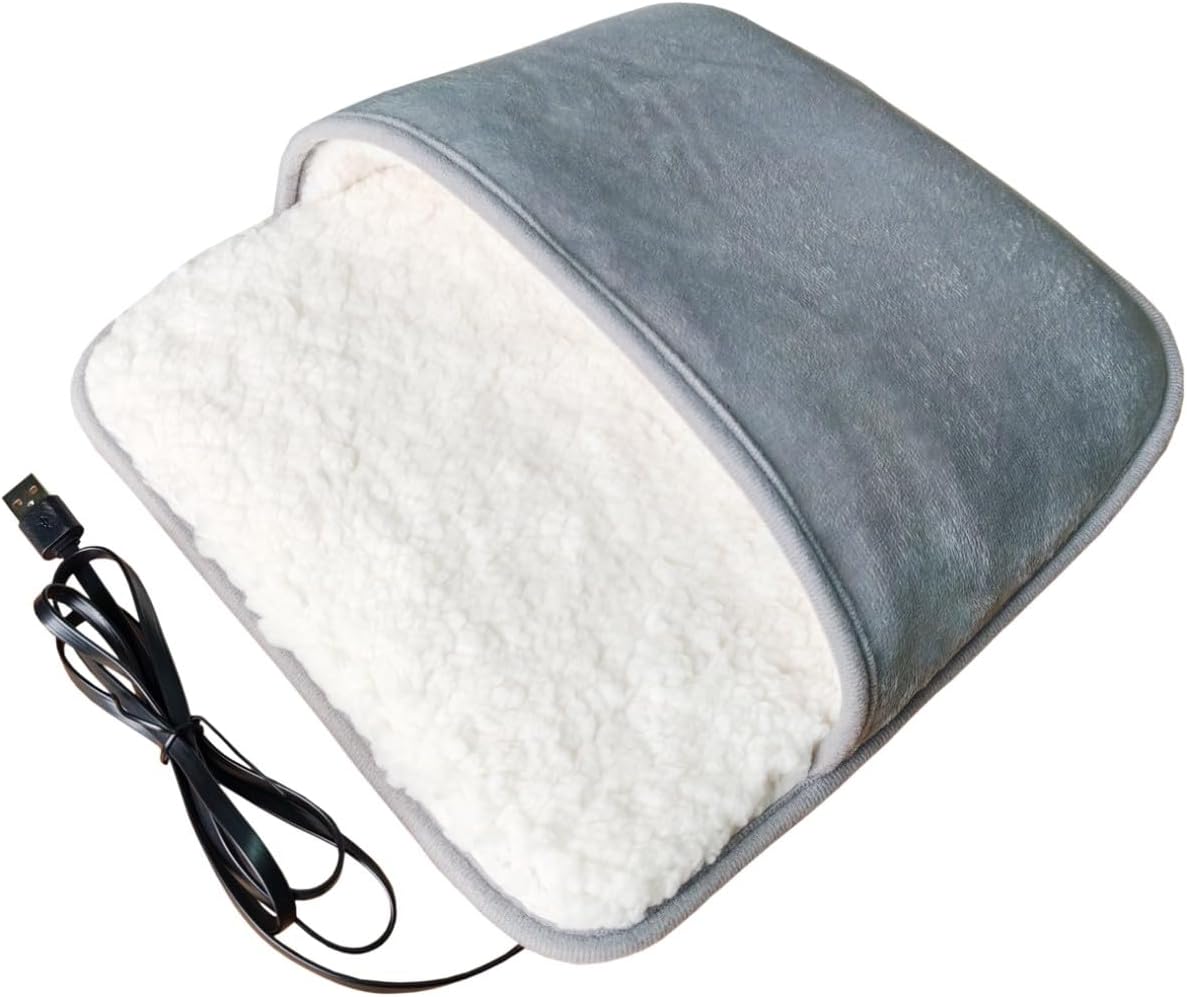 Foot Heating pad, Foot Warmer, Portable Washable, USB Powered, Suitable for Home, Office, Birthday, Christmas, Valentine's Day Gifts (Grey)