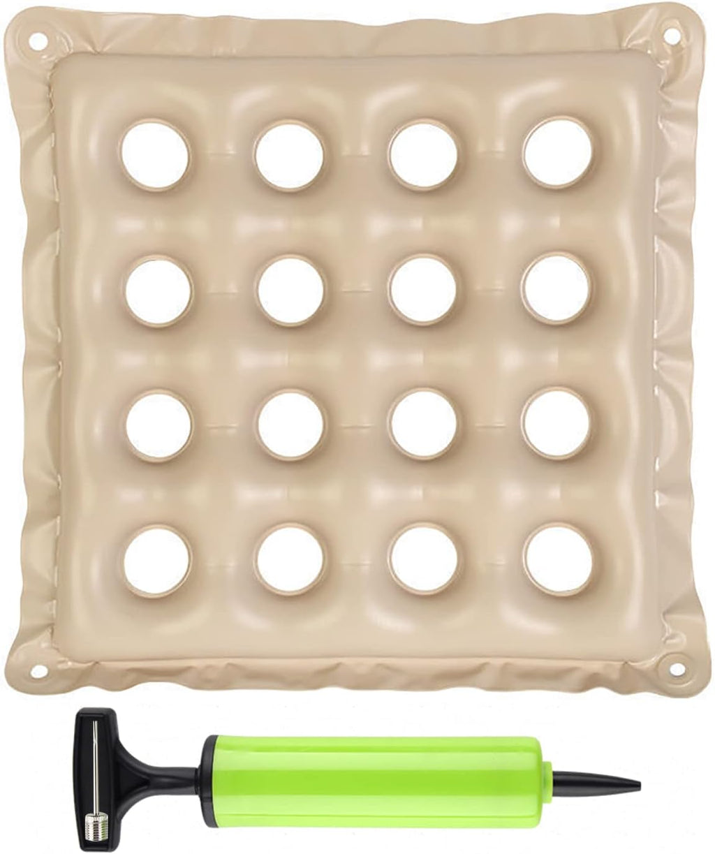 Inflatable Seat Cushions for Pressure Relief, Wheelchair Air Cushion for Bed Sore, Comfortable Waffle Pads, Cream 17x17inch