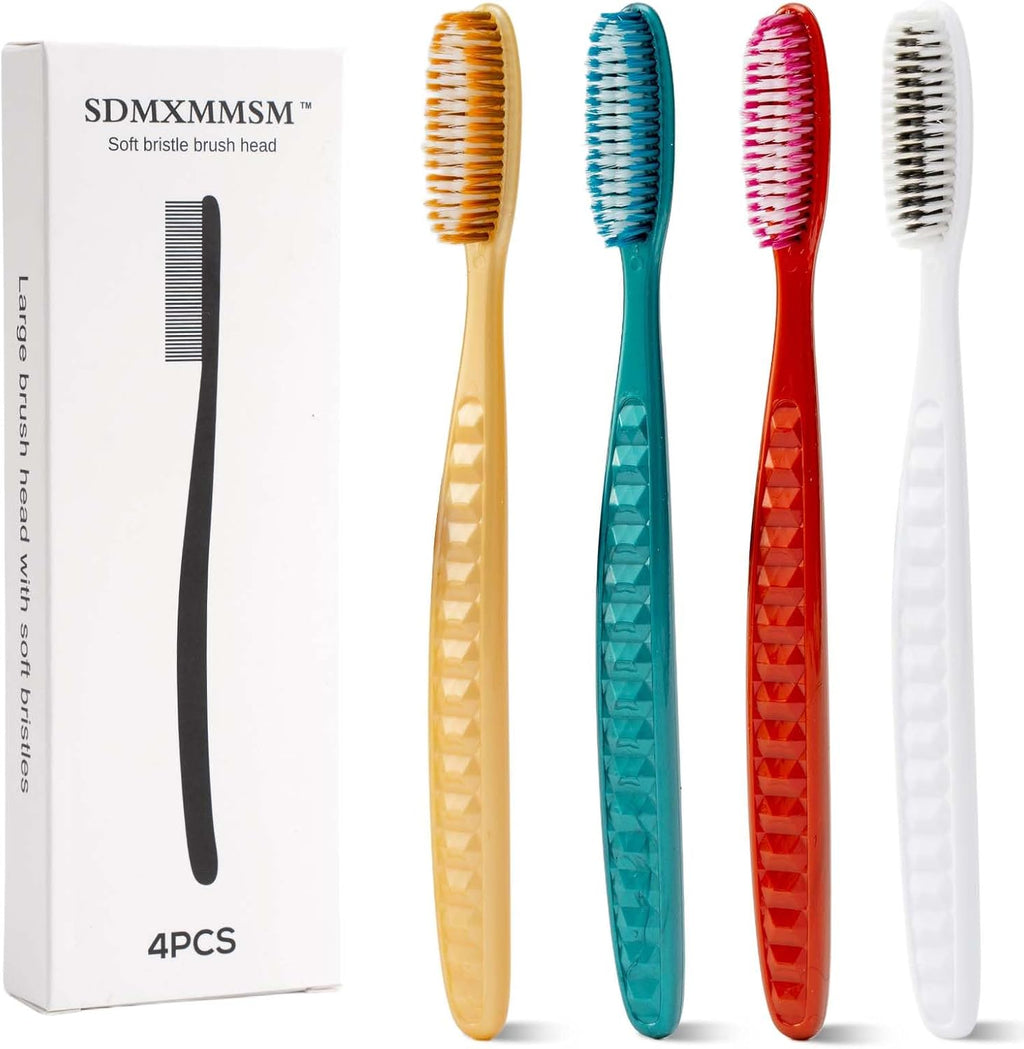 Big Soft Adult Toothbrush Long Clean whitening Soft 4 Pack.