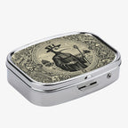 1pc Square Pill Box, Mini 2 Compartment Medicine Pill Organizer, Household Portable Medicine Storage Box, Vitamins Fish Oil for Pockets Purses Travel Unique Gift (Plague Doctor)