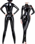 Latex Catsuit Back and Crotch Zipper for Women Tight Rubber Bodysuit Jumpsuit Party Wear (Medium)
