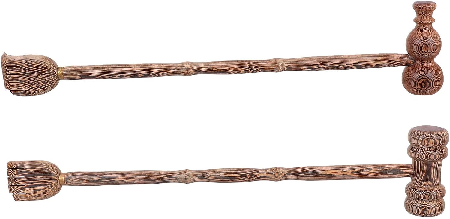 SHOWERORO 2pcs Wooden Massage Hammer Stick Dual-use Back Scratcher and Body Muscle Relaxation Massager for Manual Trigger Point Therapy and Stress Relief