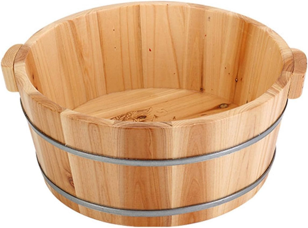 Generic Wooden Foot Bath Basin, Wooden Foot Tub, Bucket with Handle, Barrel, Foot Bath Bucket, Soothing Surface, Foot Bath, 16x36cm A.