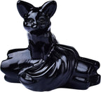 Obsidian Fox Decor Statue Crystals and Healing Stones Fox Figurine Polished Gemstones Bedroom Office Desk Home Decoration A Lucky Decoration
