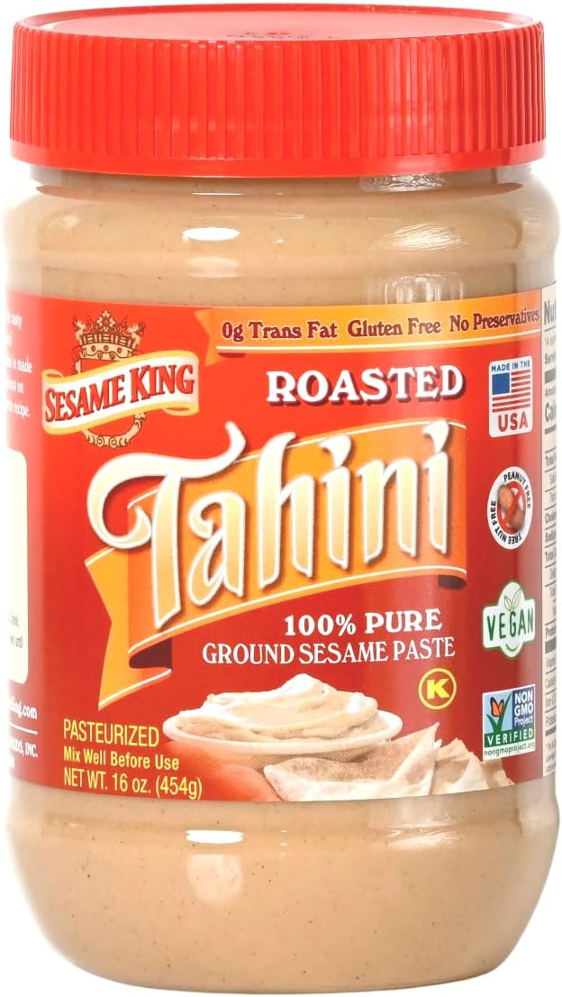 Sesame King Premium Sesame Tahini, 16 oz | Made in the USA | Rich Creamy Taste For Hummus and other fine dishes | All-natural, Keto & Paleo friendly | Vegan, Non-gmo, Gluten & Nut-Free, Kosher