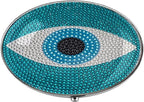 Retro Blue Lucky Amulet Evil Eye Art Photo Painting Pill Box - Charm Pill Box - Glass Candy Boxt, 40, Silver