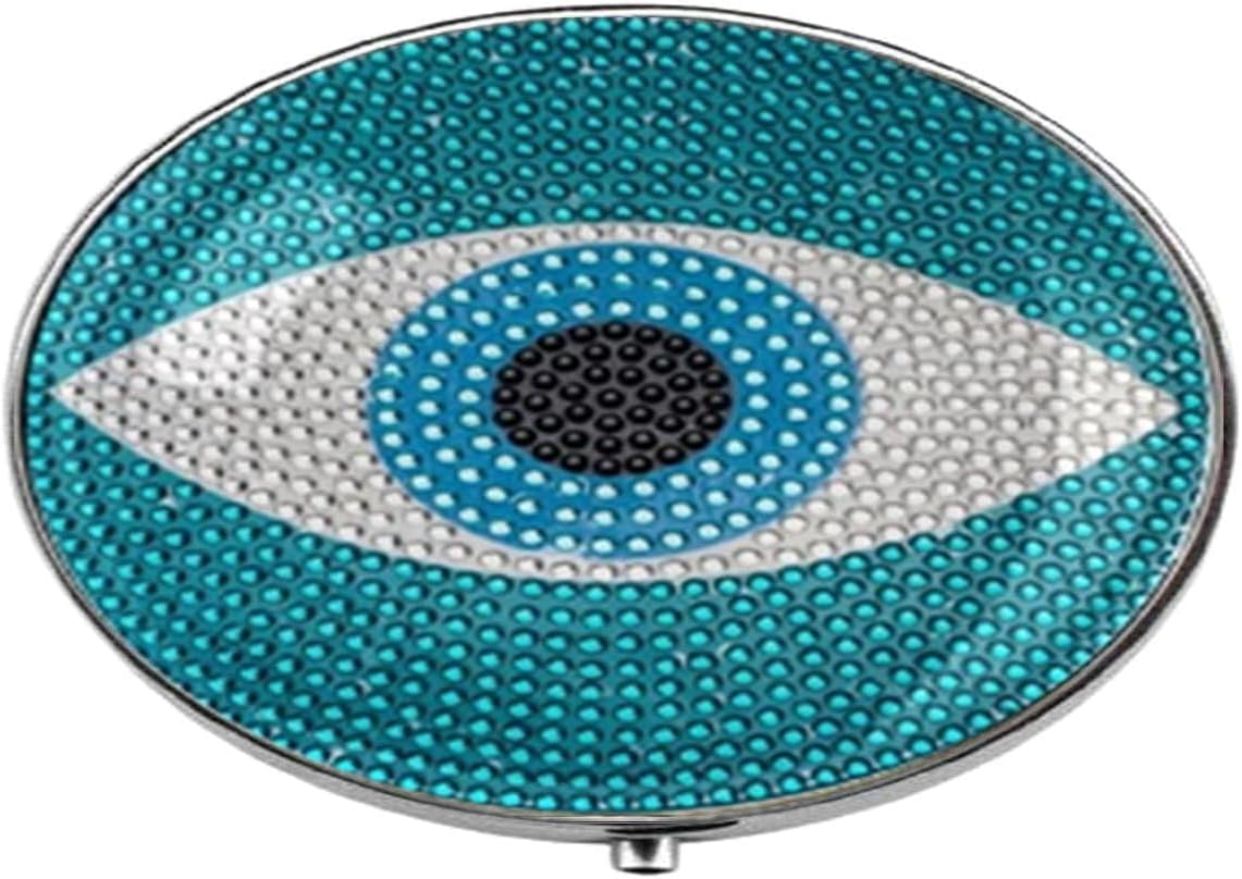 Retro Blue Lucky Amulet Evil Eye Art Photo Painting Pill Box - Charm Pill Box - Glass Candy Boxt, 40, Silver