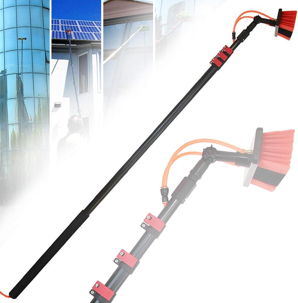 Window Washing Kit with Extension Pole, 3.6-11M Window Clean Photovoltaic and Solar Panels, for Window Cleaning, Photovoltaic Panel Cleaning, Trucks Water Brush,24FT/7.2M
