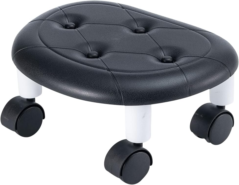 5.9'' Height Rolling Stool, (10.2" D x 13.1" W) Plastic Surface Low Rolling Stools with Wheels, 360° Rotating Flexible Seating, Rollings Step Stool for Home Office Pedicure Floor Cleaning