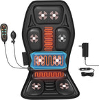 Back Massager for Chair, Massage Seat Cushion with Heat, Lumbar Traction, 6 Vibrating Motors Massager Chair Pad for Full Body Pain Relief, and Home Use