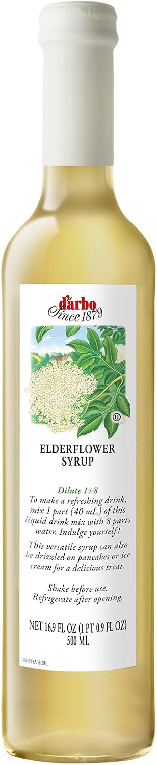 D’arbo All-Natural Elderflower Fruit Syrup, 500ml (16.9oz) | Exquisite Flavor | Endless Possibilities for Enhancing Cocktails, Mocktails, Desserts, or Sauces